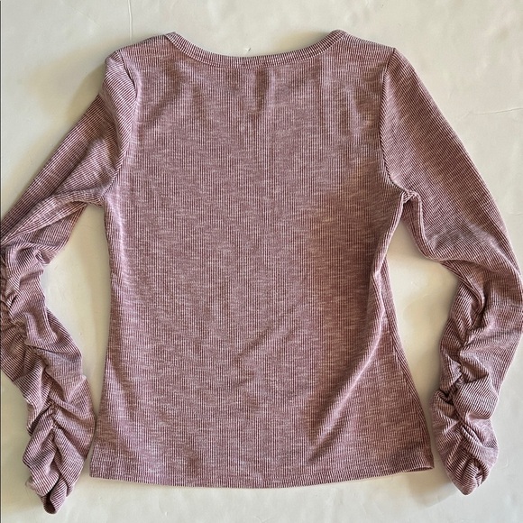 Free People Dusty Pink Ribbed Long Sleeve Top size M - Picture 3 of 4